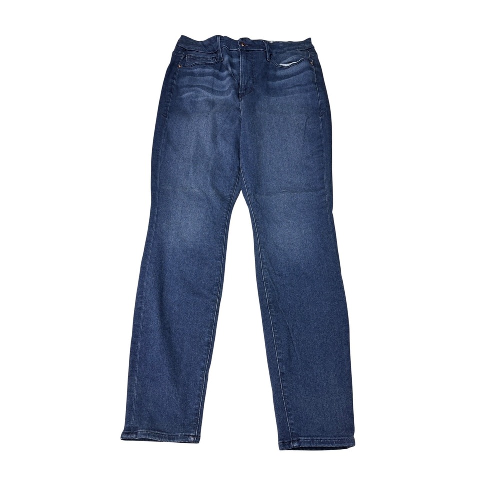 Good American Womens High Rise Skinny Jeans‎ Dark Wash Blue  Size 16 W32 L28